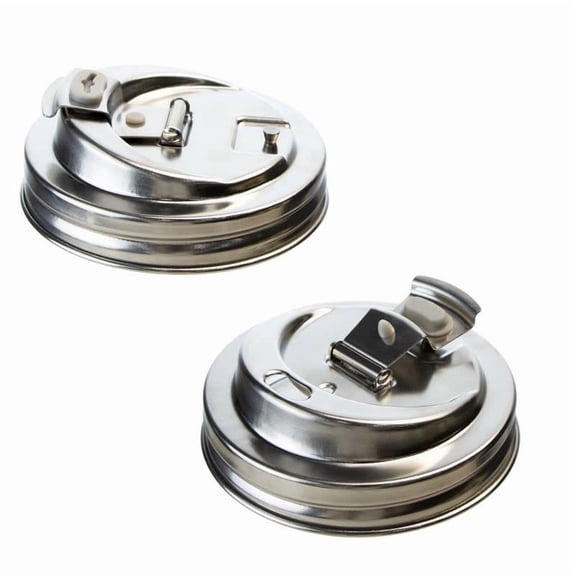 2 Pack 304 Stainless Steel Wide Mouth Jar Lid - Airtight Pour Spout Cap for Mason Jars, Keeps Beverages Fresh, Dishwasher Safe & Rust-Proof