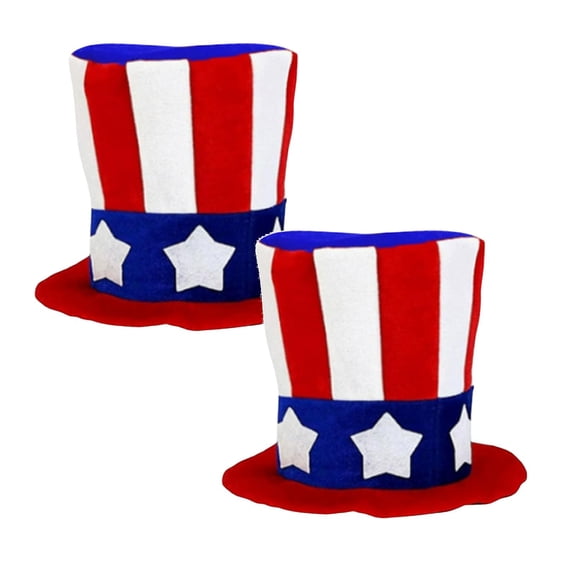 2Pcs July Top Hat,American Patriotic Uncle Sam Top Hat for Adult Kids independent Day Party Supplies