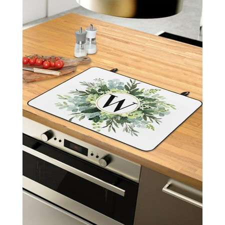 

Eucalyptus Leaves Stove Top Covers for Electric Stove Heat Insulation Fireproof Glass Cooktop Cover Counter Top Glass Stove Cover 29 x21 W Monogram Letter Watercolor Teal Botanical
