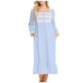 thumbnail image 2 of qolati Nightgown for Women Cute Lace Square Neck Puffy Long Sleeve Nightdress Casual Loose Fit Comfy Button Up Ruffle Swing Boho Maxi Dress Nightshirt, 2 of 4