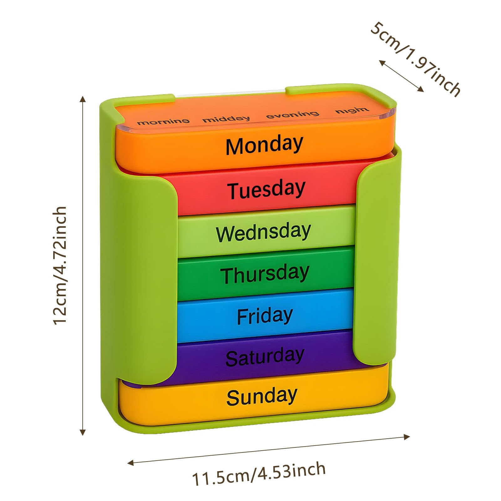 7-Day Medication Organizer – Weekly Pill Organizer with 4 Daily Compartments (Morning, Noon, Evening, Bedtime), Stackable, Portable for Home & Travel