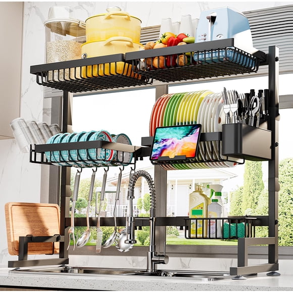 Escurridor de platos ADBIU de 3 niveles ajustable sobre el fregadero 69-94 x 30-94 cm