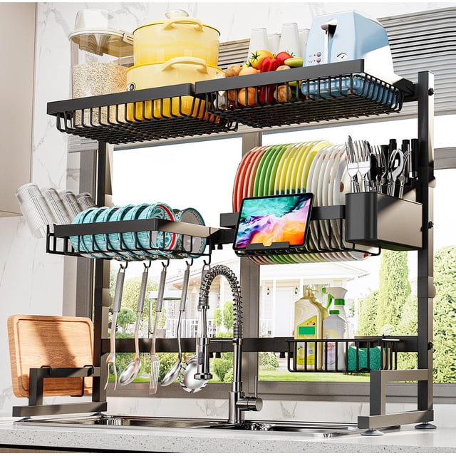Escurridor de platos ADBIU de 3 niveles ajustable sobre el fregadero 69-94 x 30-94 cm