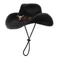 thumbnail image 3 of jiaxiM Straw Hats for Women Cowgirl Unisex Moldable Wide Brim Sun Hat Western Cowboy & Fisherman Straw Style, 3 of 4