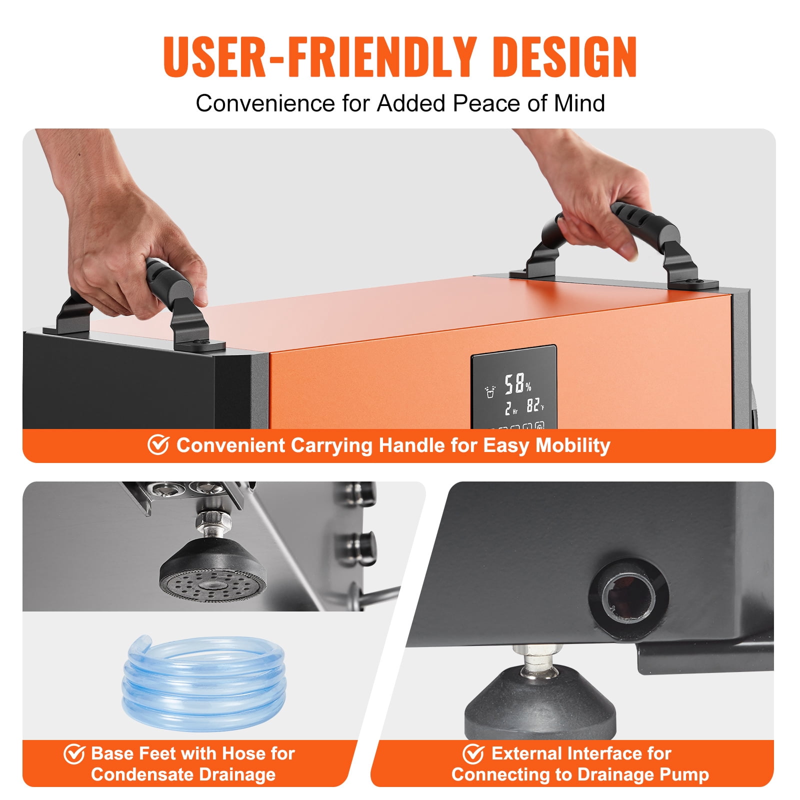 KFFKFF 190-Pint Commercial Dehumidifier with Drain Hose for Crawl Spaces, Basements, Warehouses, and Job Sites, High-Capacity Unit for Moisture Control and Water Damage Restoration, Auto Defrost