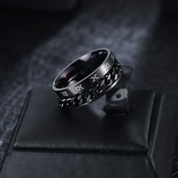 Anillo de cadena giratoria para hombre, estilo coreano, estilo hip hop, anillo de acero de titanio, anillo de cola única personalizado y moderno para hombre, joyería para estudiantes