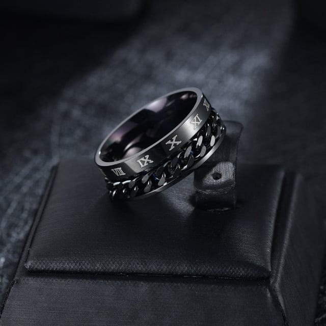 Anillo de cadena giratoria para hombre, estilo coreano, estilo hip hop, anillo de acero de titanio, anillo de cola única personalizado y moderno para hombre, joyería para estudiantes