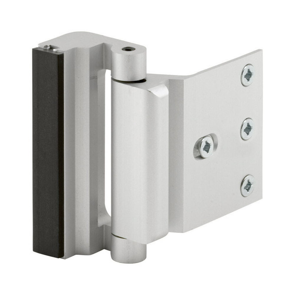 Door Reinforcement Lock, 3 in. Stop, Aluminum Construction, Satin