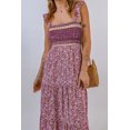 thumbnail image 3 of ABPHQTO Vestido largo floral sin mangas con volantes fruncidos rosa para mujer, 3 of 5