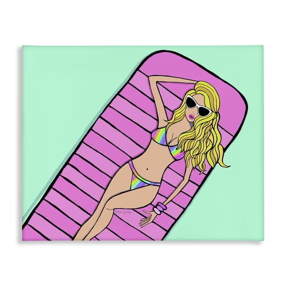 Stupell Industries Eclectic Trendy Girl on Pool Float Canvas Art, 20 x 16, by Katie Conley