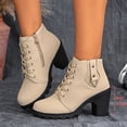 thumbnail image 6 of Taqqpue Women's Ankle Boots Round Toe Side Zip Slip On Mid High Heel Comfortable Dress Booties for Women Size 5.5-10.5 Fashion Dress Shoes Fall Winter Footwear Casual Walking Daily, 6 of 10