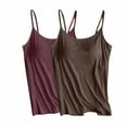 thumbnail image 1 of fheaev 2Pc Camisole Tank Top for Women with Built In Bra Padded Spaghetti Strap Sleeveless Camisole with Chest Pad No Steel Rings Bottom Underwear Yoga Sports Tops Layering Tanks Undershirt, 1 of 2
