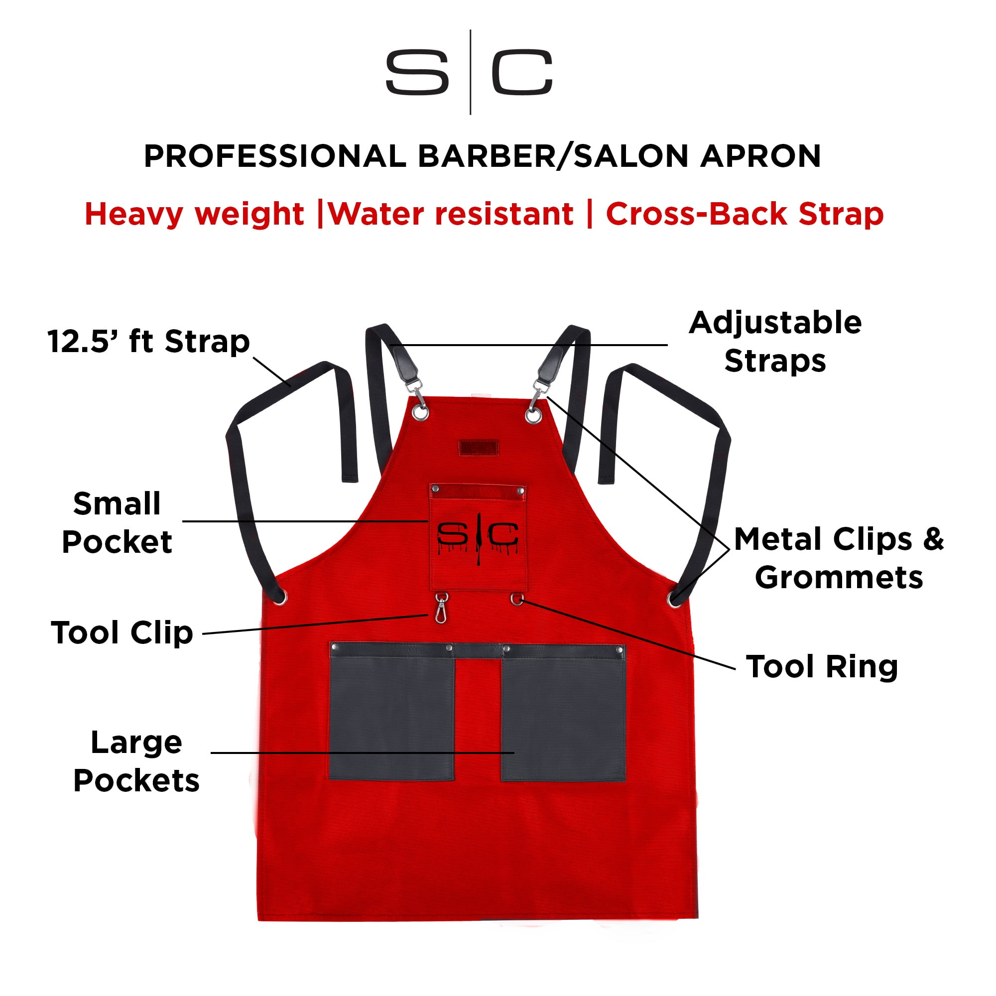 Stylecraft Waterproof Crossback Apron, 3 Pockets, Barber or Salon