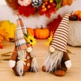thumbnail image 5 of Autumn Plush Doll with Sunflower Hat, Scandinavian Tomte Fall Decor, Thanksgiving Table Ornament, Brown Striped, 12 Inch, 5 of 5