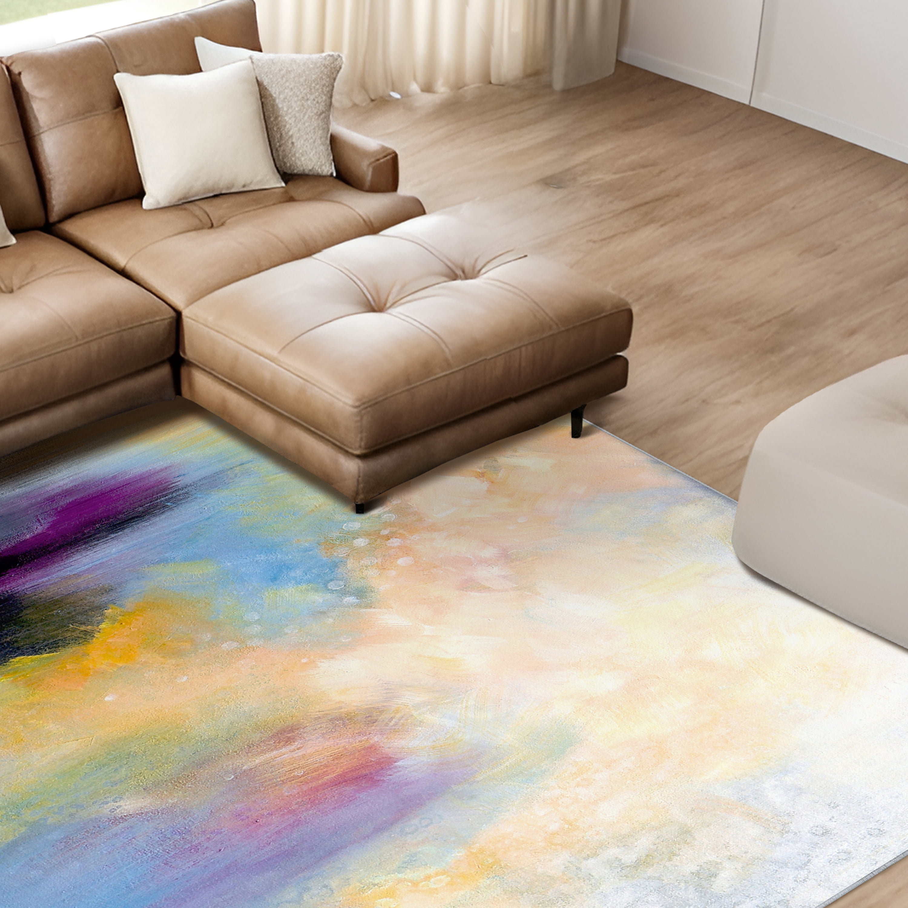 Big Splash Washable Abstract Art Area Rug size 8'x10', Power-loomed, Heavenly Softness with Non-Slipping Backing