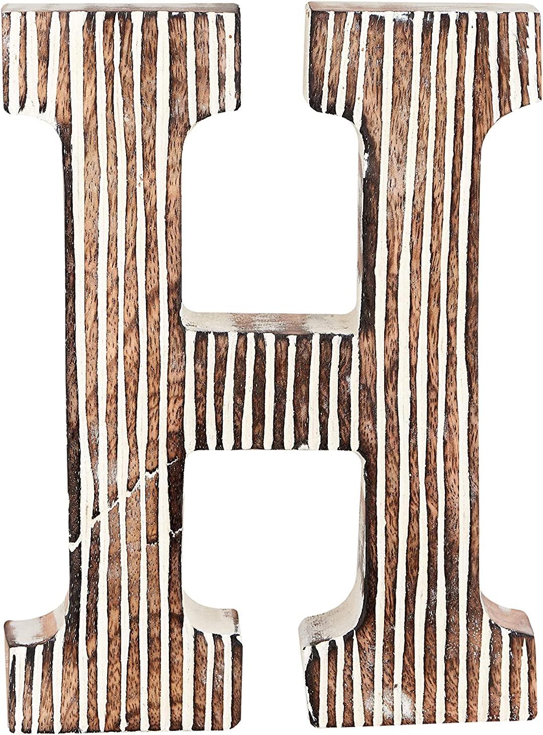 Decorative Wood Letter H Standing and Hanging Wooden Alphabets Block