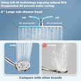 thumbnail image 2 of High Pressure 8" Rainfall Shower Head and Handheld Combo with 10 Spray Settings, Magnetic Docking, and Power Wash Mode, Chrome Finish, 2 of 9