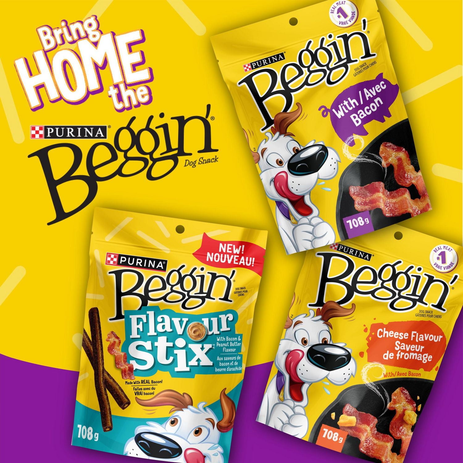 Beggin' Flavour Stix Bacon & Peanut Butter, Chewy Stick Dog Treats 708 g, 708 g