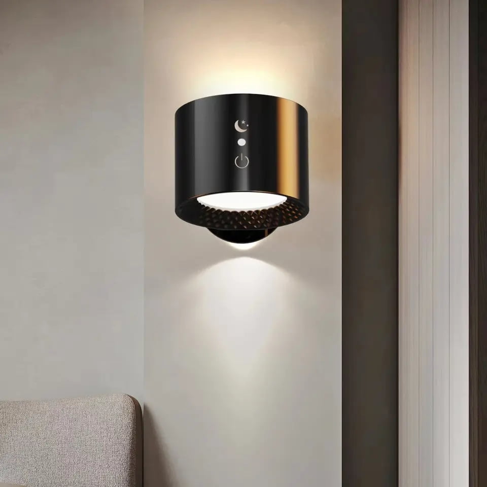 LED Wall Mounted Lights 2 Pcs with Remote, Wall Sconces Lamp 2000mAh Rechargeable Battery Operated, 3 Color Temperatures & Dimmable Magnetic 360° Rotation Cordless Light for Bedroom Bedside