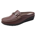 thumbnail image 5 of Rokment Mules Dressy Slippers for Women Ladies Trendy Casual Buckles Leather Closed Toe Sandals Comfortable Walking Slip on Backless Loafers Summer Fall Coffee Size 9.5, 5 of 6