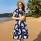 thumbnail image 4 of Easygdp Angry Shark para Vestido Transpirable de Mujer, Vestido Suelto de Manga Corta con Pliegues y Bolsillos para el Verano, 4 of 6