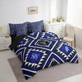 thumbnail image 3 of Feelyou Blue Boho Aztec Bedding Comforter Set 7pcs, Mandala Geometric King Bedding Sets, Vintage Western Fashion Reversible Bed Sheets, Super Cozy Room Decor, 3 of 7