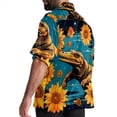 thumbnail image 3 of Crocodile Starry Sky Sunflower Men's Short Sleeve Spread Collar Tops, Casual Button Down Shirts, Printed Summer Beach Shirts, Unisex, 3 of 6