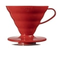 thumbnail image 1 of Hario V60 - Cafetera de plástico con gotero para café (tamaño 02), color rojo, 1 of 5