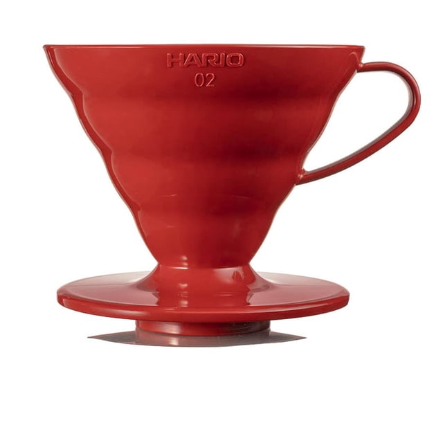 Hario V60 - Cafetera de plástico con gotero para café (tamaño 02), color rojo