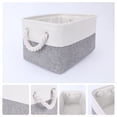 thumbnail image 2 of Unique Bargains Fabric Storage Cube Storage Bin Storage Basket White/Grey 14*10*7in, 2 of 7