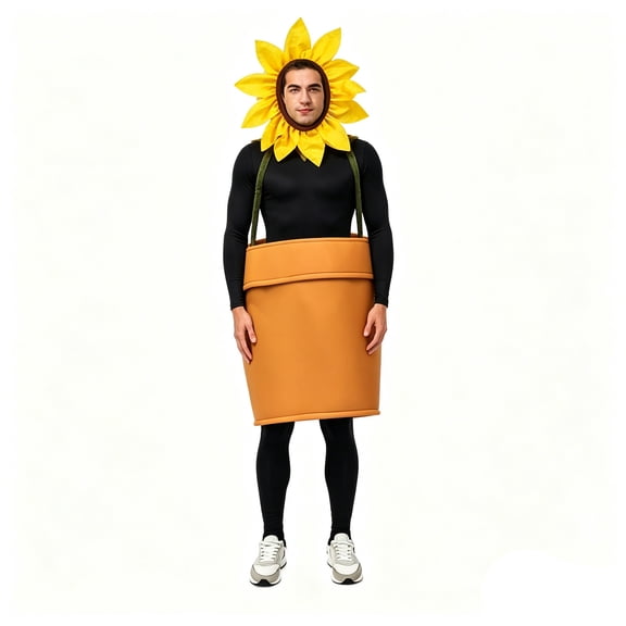 FASHOFT Adult Sunflower Potted Halloween Costumes Funny Cosplay Outfit Masquerade Party Stage Performance Fancy Dress Up Halloween Costume L