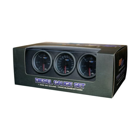 GlowShift Tinted 7 Color Diesel Gauge Set - 60psi Boost, 1500 Pyrometer EGT & 30psi Fuel Pressure