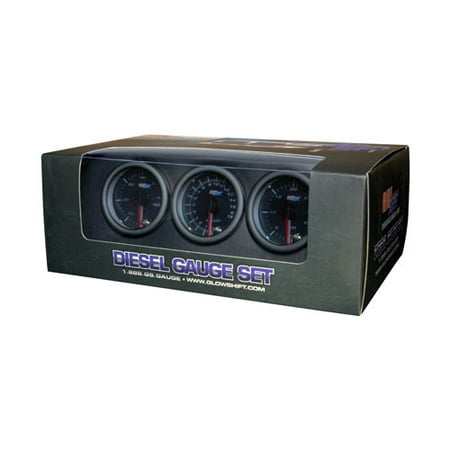 GlowShift Tinted 7 Color Diesel Gauge Set - 60psi Boost, 1500 Pyrometer EGT & 30psi Fuel Pressure (Best Looking Boost Gauge)