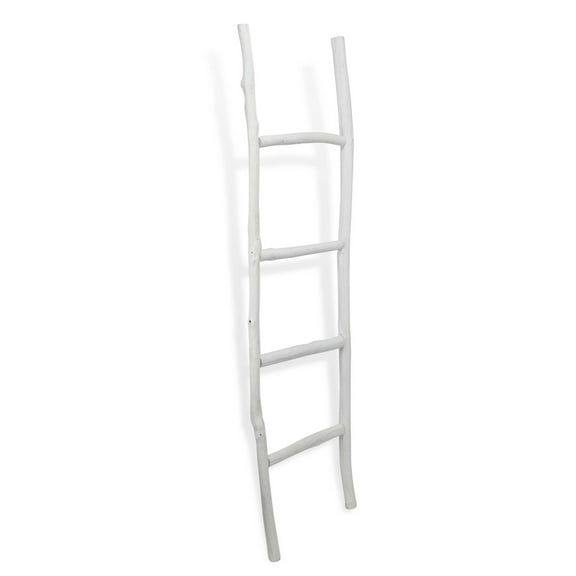 Cheungs Home Decorative White Wash Wood Ladder