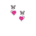 thumbnail image 2 of Delight Jewelry Hot Pink Giraffe Print Heart with Nurse Hat Silvertone Antiqued Butterfly Post Earrings, 2 of 4