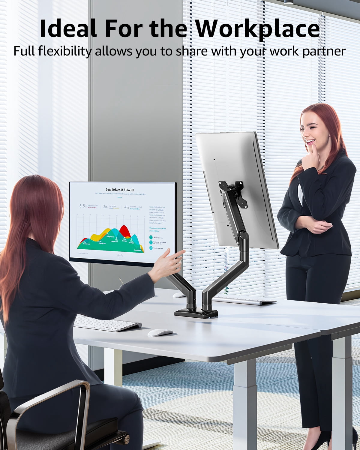 MOUNT PRO Dual Monitor Stand for 13- 32 inch, 4.4-19.8 lbs Screens, Dual Monitor Desk Mount Height Adjustable, Monitor Arms for 2 Monitors, Home Office VESA Mounts with Gas Spring