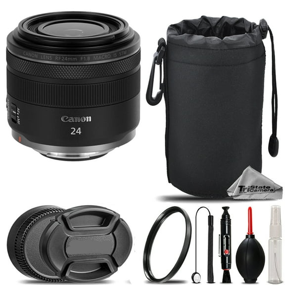 Canon RF 24mm f/1.8 Macro IS STM Lens   UV Filter    Hood   Lens Pouch- Basic Kit (International Version)