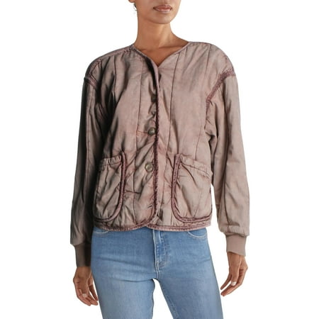 Free People Womens Mixed Signals Quilted Short Jacket