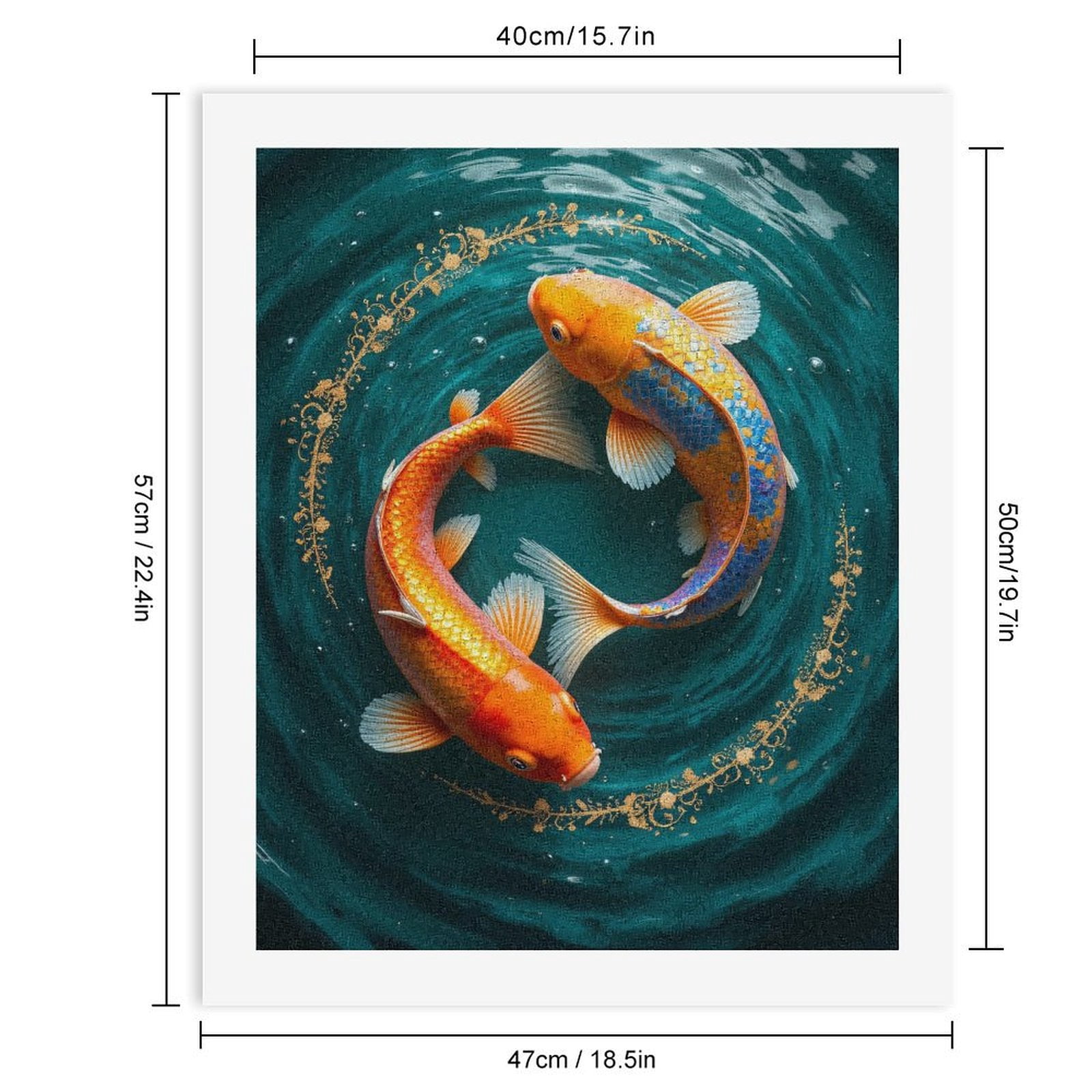 Paint By Numbers Kit for Adults Beginner - Koi Fish Circling Water Art DIY Canvas Painting Kits for Adults, Frameless Paint By Number for Adults for Home Wall Decor 16x20 Inch