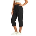 thumbnail image 5 of BVnarty Women's Elastic High Waist Casual Capri Pants, Baggy Loose Fit Capris with Side Pockets for All-Day Comfort Black S, 5 of 7