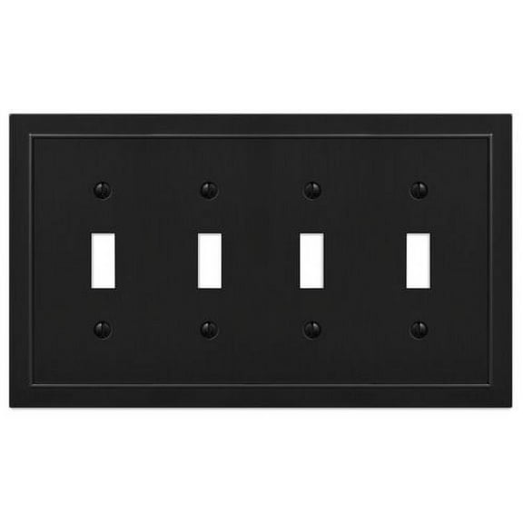Amerelle 57T4BK Bethany Wallplate, 4 Toggle, Cast Metal, Black 1-Pack