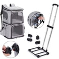 thumbnail image 3 of ManyFun Double Cat Backpack Carrier with Wheels Pet Carrier for Cat Small Dog Traveling Picnic Grey, 3 of 10