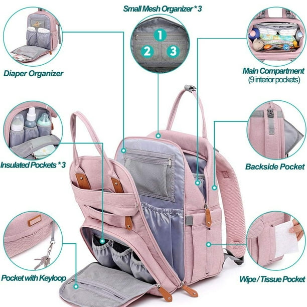 Diaper bag with top lots of compartments