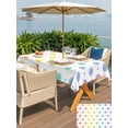 thumbnail image 5 of Outdoor Tablecloth with Umbrella Hole for Patio/Picnic/Party/Camping, Colorful Polka Dot Waterproof Table Cloth Rectangle Table Cover Washable, Cartoon Watercolor Geometric (60"x 120"), 5 of 8