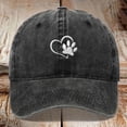 thumbnail image 2 of Womens Washed Baseball Cap Heart Dog Paw Print Sun Hat Outdoor Visor Cap Black, 2 of 4