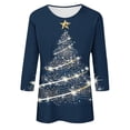 thumbnail image 5 of Lenpel Christmas Shirts for Women 3/4 Sleeve Crew Neck Graphic Sweatshirts Fall Winter Plus Size Pullover Tops, 5 of 5