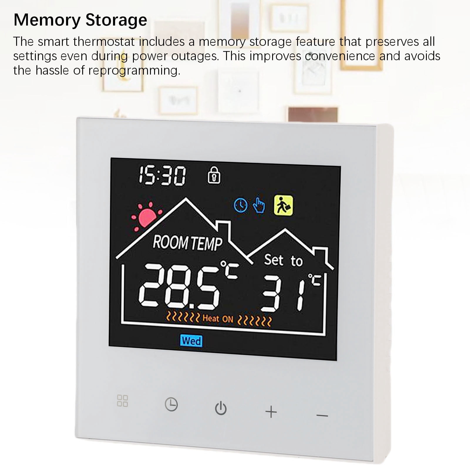 BIMZUC Smart Thermostat Touchscreen Programmable LCD Color Display Controller for Water Heating Boiler WiFi Tuya Model 3.39 Inches / 8.6 cm Black