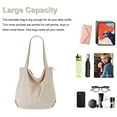 thumbnail image 4 of Velvet Tote Bag For Women Zipper Casual Handbag Large Capacity Shoulder Bag With Pockets Velvet White, 4 of 6