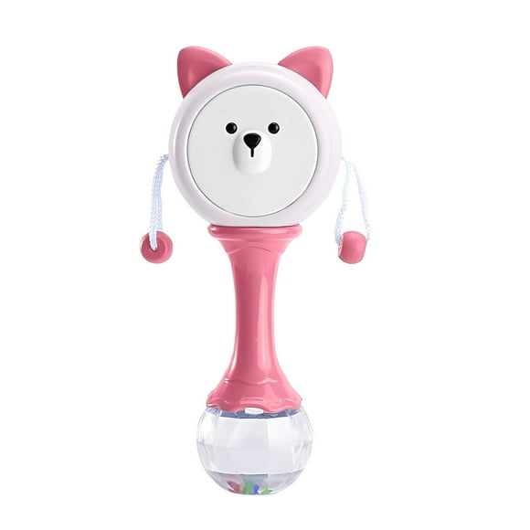 Pink 2 In 1 Drum And Rattle Toy Musical Toy For Toddlers Teething Toy Handheld Percussion Instrument High Temperature Resistant Plastic Material 6.7 X 1.7 X 1.7 Inches 0.14 Lbs