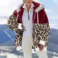 thumbnail image 2 of Winter Coat Plus Size Winter Jacket for Women Long Sleeve Hooded Coats Fleece Plush Thermal Outfit Color Block Zipper Outerwear Abrigos de Mujer, 2 of 6